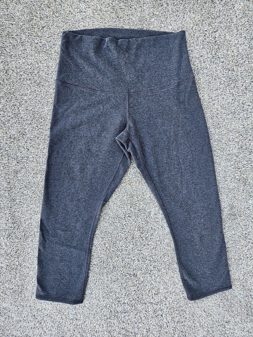 Lululemon Wunder Under Crop Roll Down Leggings Women's 10 Heathered Black Gray